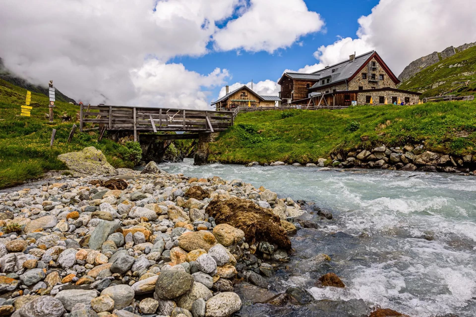 Franz-Senn hut located in the Oberbergtal valley in Stubai Alps.